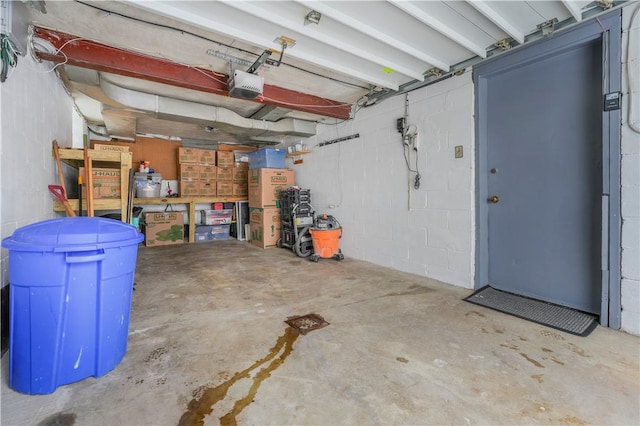 garage with a garage door opener