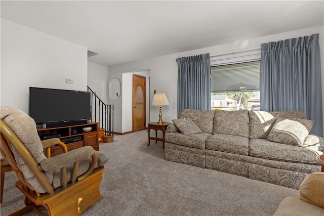 living room with carpet floors