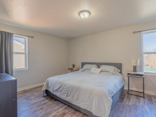 bedroom featuring dark wood-type flooring