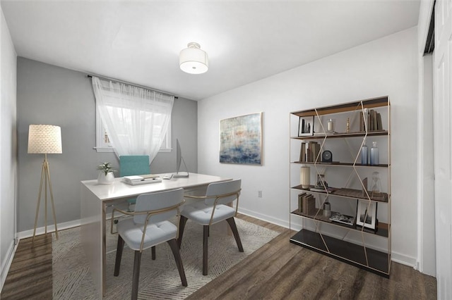 office area with dark hardwood / wood-style floors