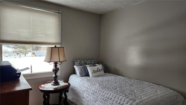 bedroom with a textured ceiling