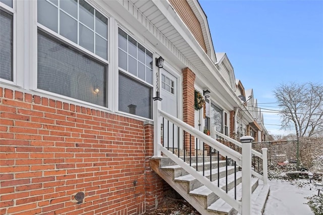 view of snow covered exterior