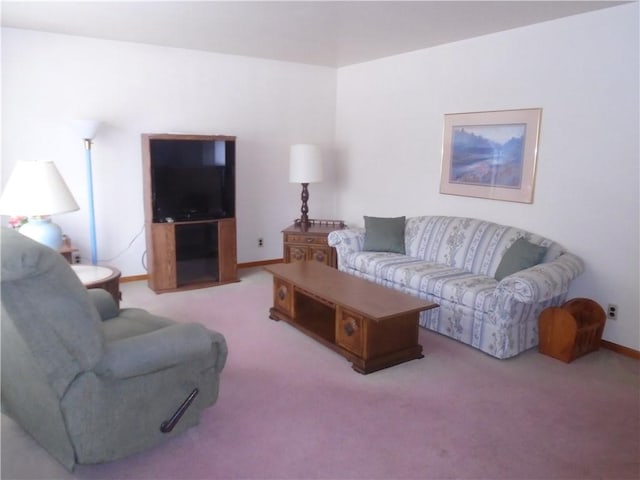 living room with light colored carpet