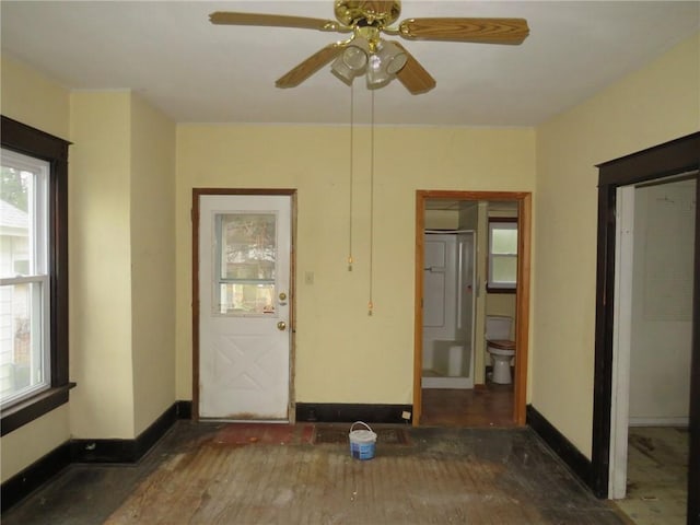 entryway featuring ceiling fan