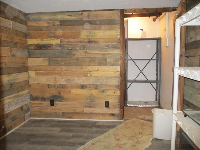 interior space with wooden walls