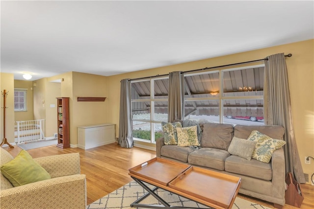 living room featuring light hardwood / wood-style flooring