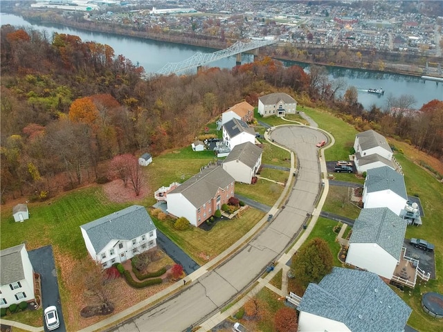 bird's eye view featuring a water view