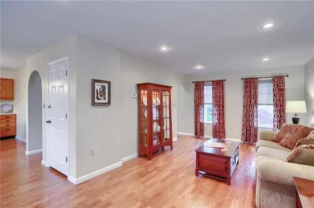 living room featuring light hardwood / wood-style floors