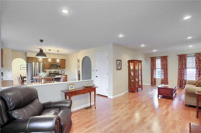 living room featuring light hardwood / wood-style flooring