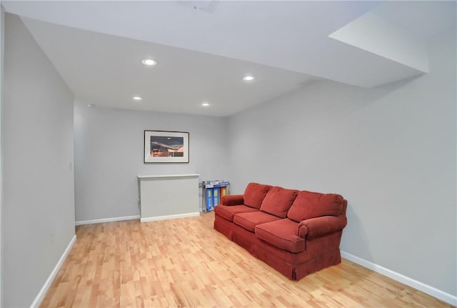 living area featuring light hardwood / wood-style flooring