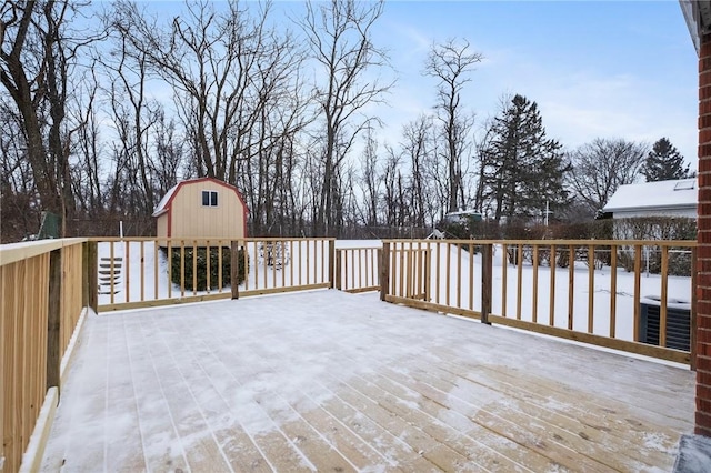 snow covered deck with cooling unit