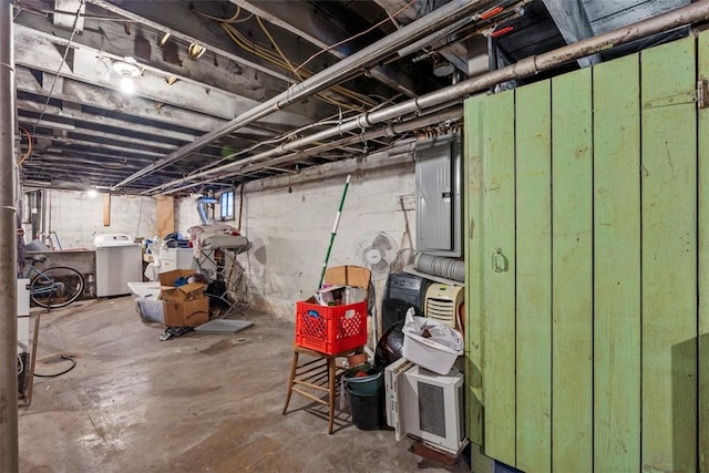 basement with electric panel