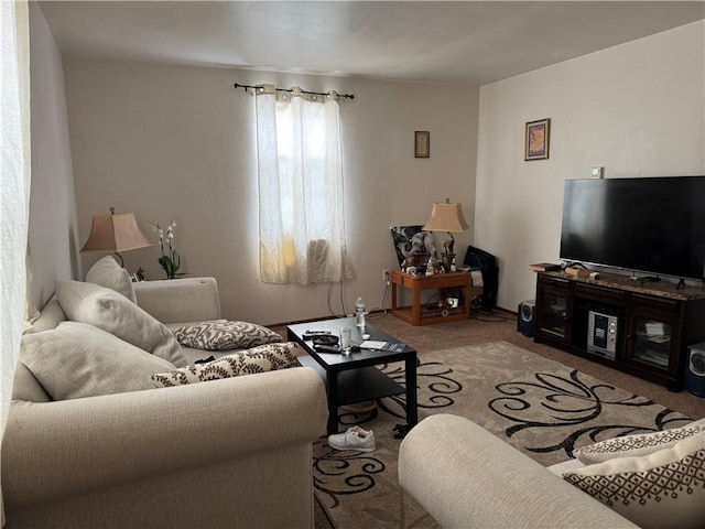 living room with carpet flooring