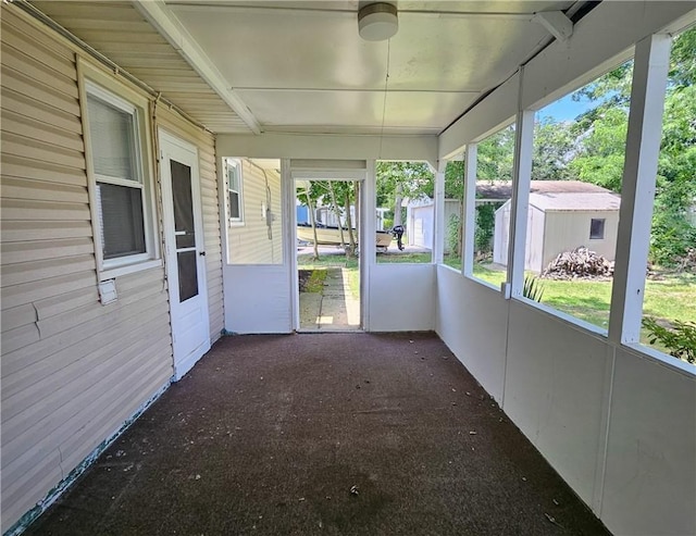 view of unfurnished sunroom