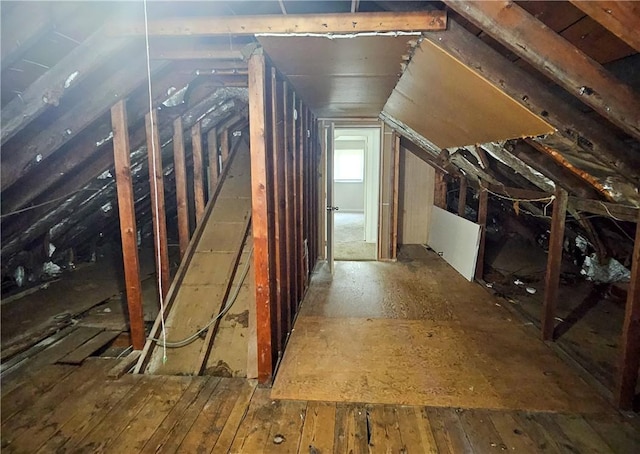 view of unfinished attic