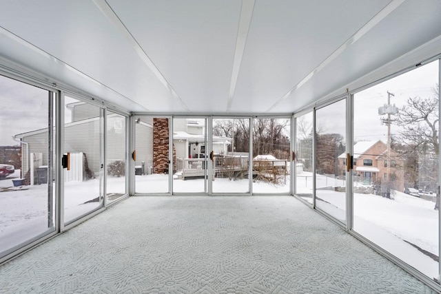 view of unfurnished sunroom