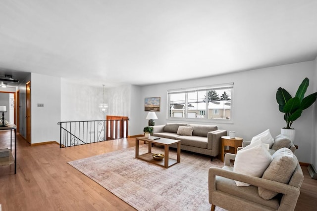 living room with light hardwood / wood-style floors