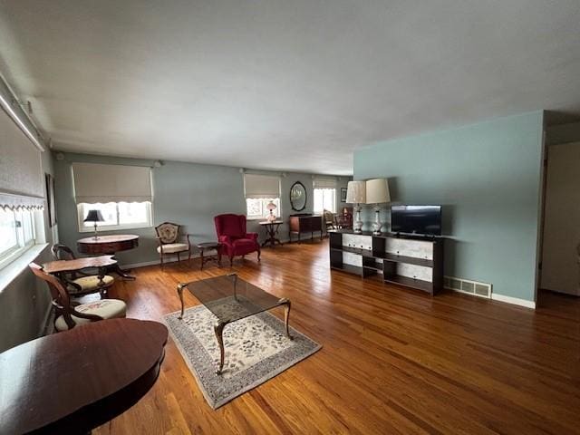 living room with wood-type flooring