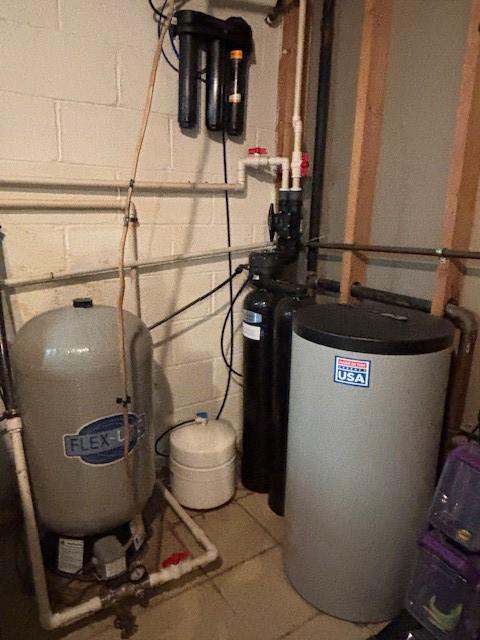 utility room featuring gas water heater