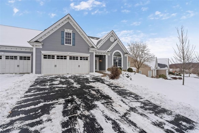 front facade with a garage