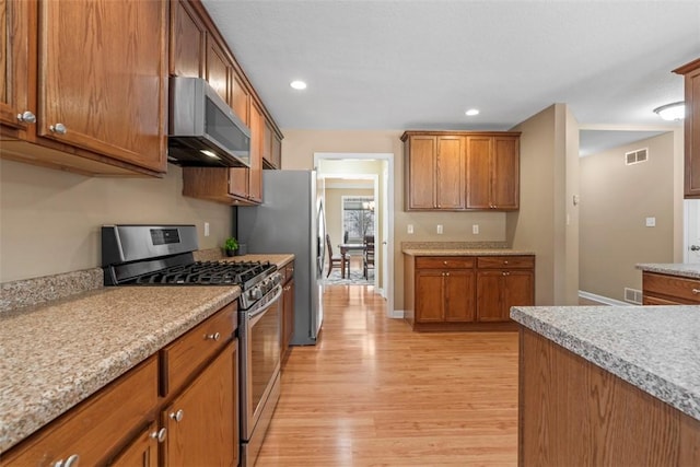 kitchen featuring light hardwood / wood-style flooring and stainless steel appliances