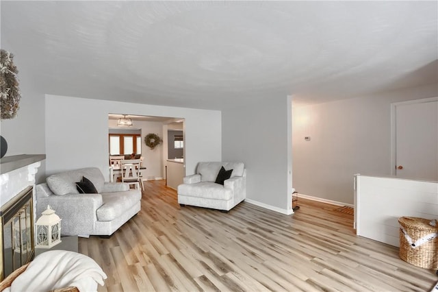 living room featuring light wood-type flooring