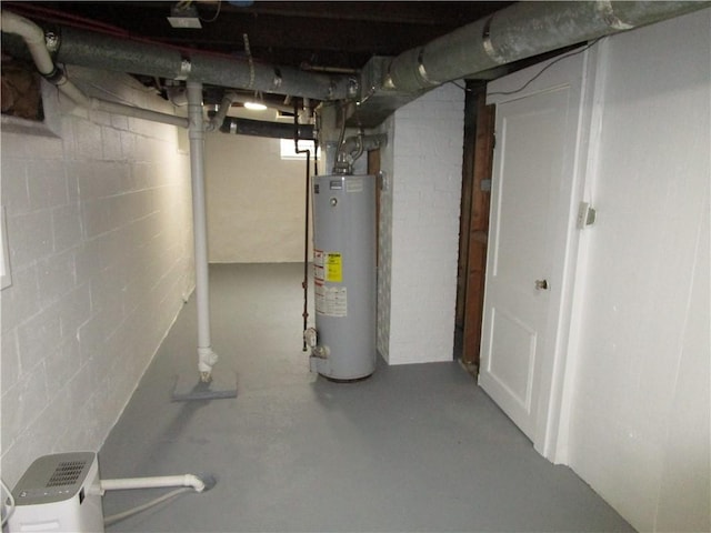 basement with water heater