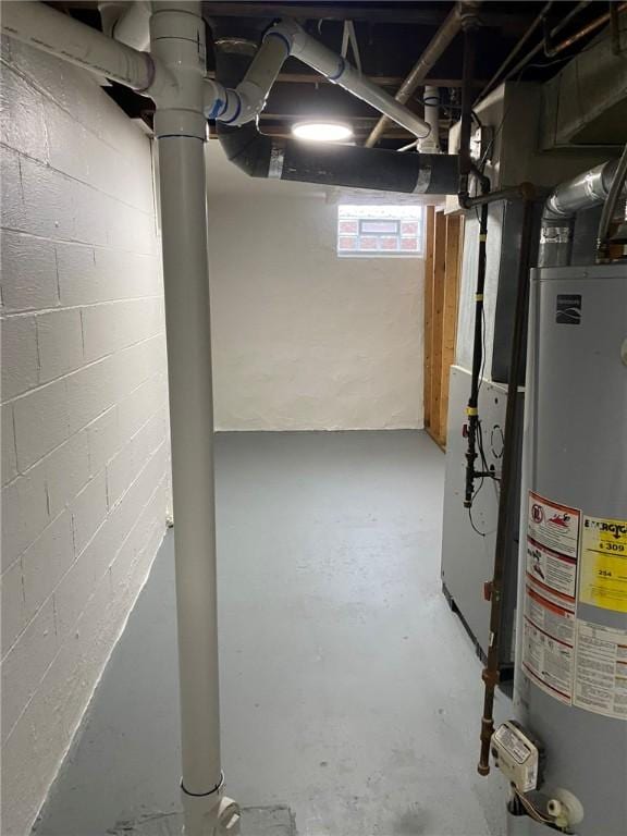 basement with gas water heater