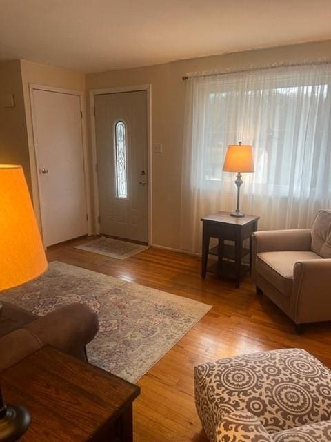 foyer entrance featuring hardwood / wood-style floors