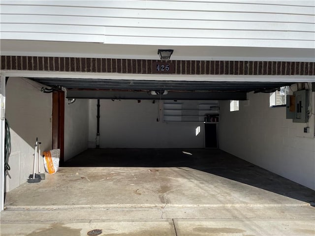 garage with electric panel