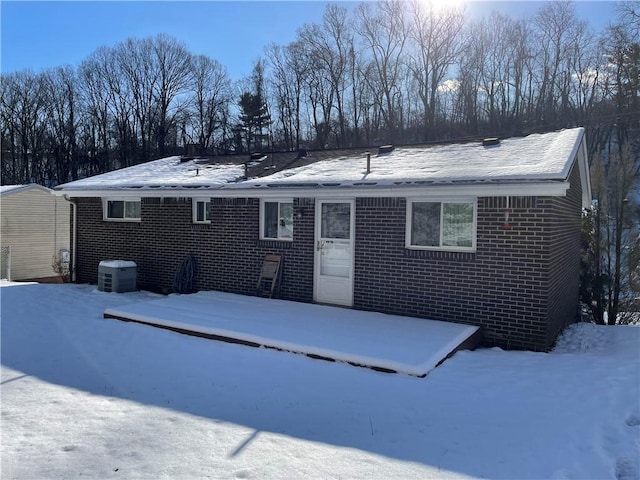 view of snow covered property