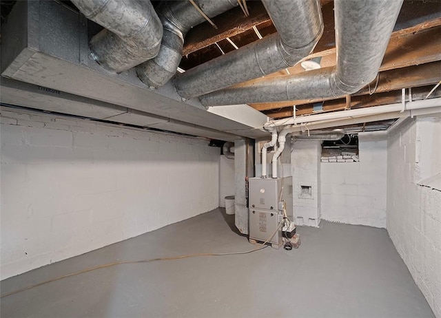 basement with heating unit