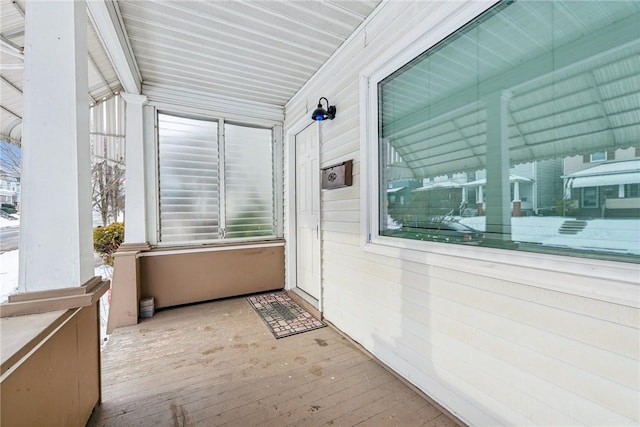 view of unfurnished sunroom