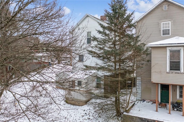 view of snow covered exterior