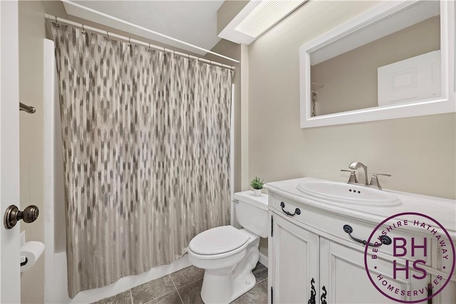 bathroom featuring tile patterned flooring, vanity, and toilet