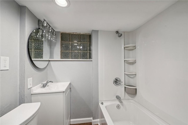 full bathroom featuring vanity, toilet, and shower / bath combination