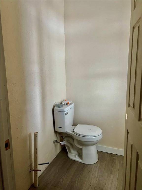 bathroom with wood-type flooring and toilet