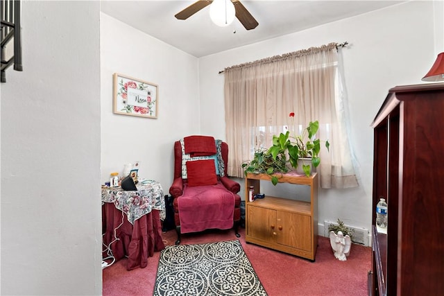 1405 Bellaire Pl, Brookline, PA 15226 - sitting room featuring carpet flooring and a ceiling fan