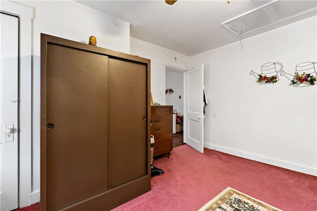 1405 Bellaire Pl, Brookline, PA 15226 - unfurnished bedroom featuring attic access, carpet flooring, a closet, and baseboards