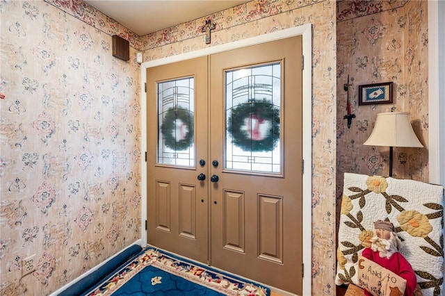 foyer entrance with french doors