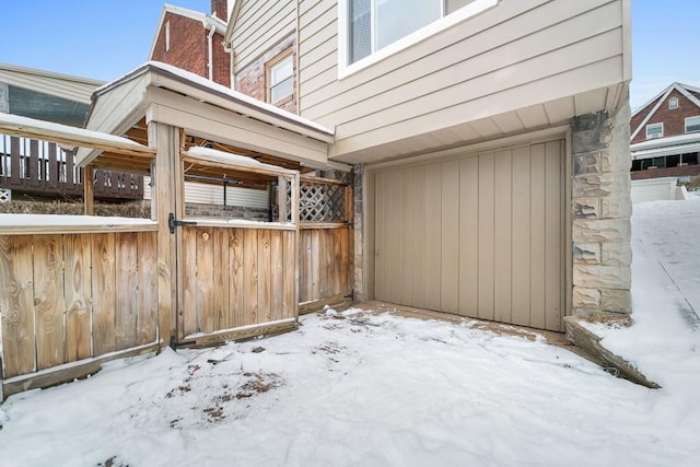 view of snow covered patio