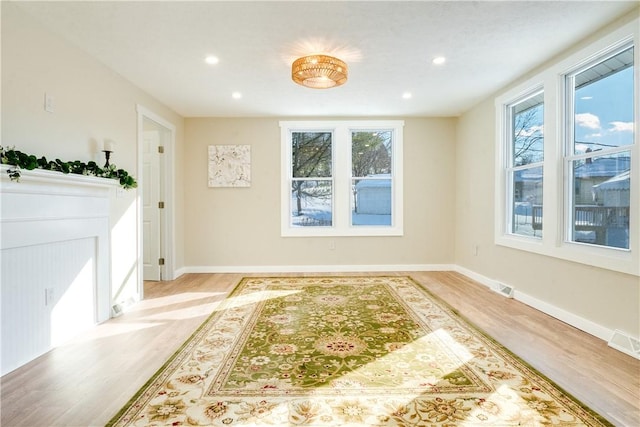 interior space with light hardwood / wood-style floors