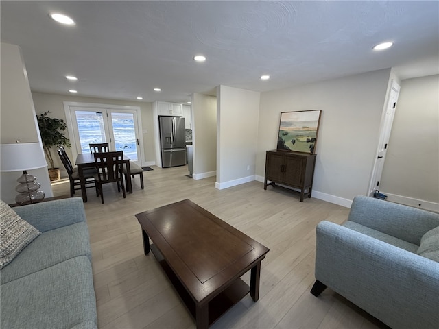 living room with light wood-type flooring