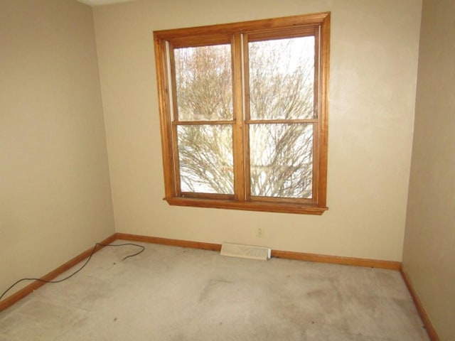 spare room featuring light carpet