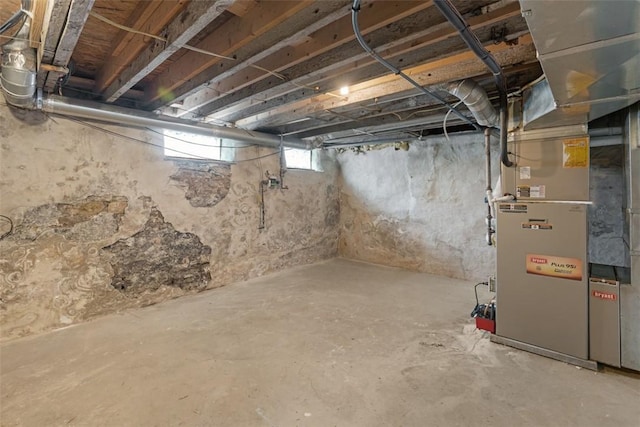 basement with heating unit