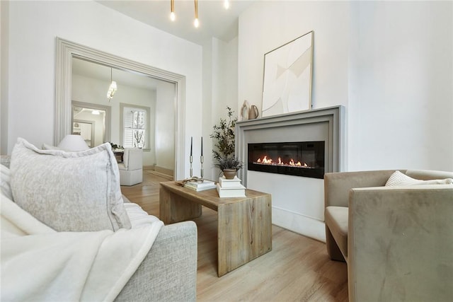 living area featuring light hardwood / wood-style floors