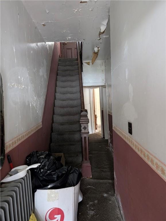 stairs with radiator heating unit