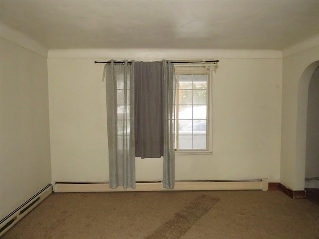 spare room featuring a baseboard heating unit