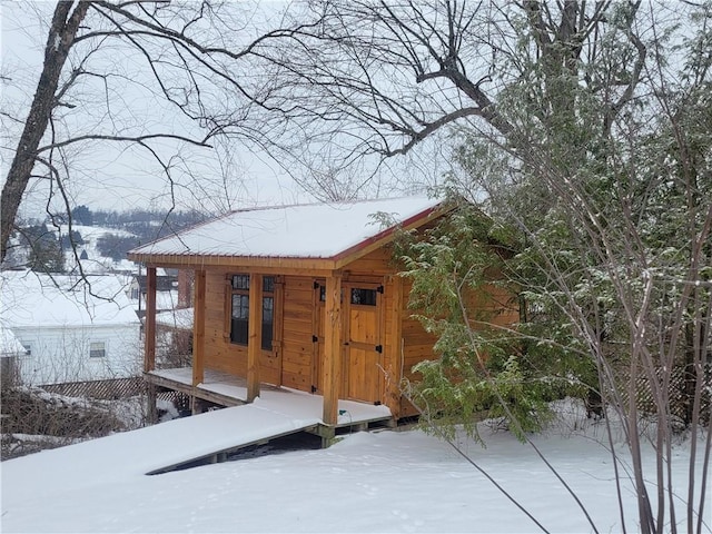 view of snow covered exterior