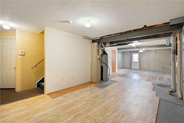 basement with water heater